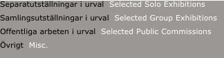 Separatutställningar i urval  Selected